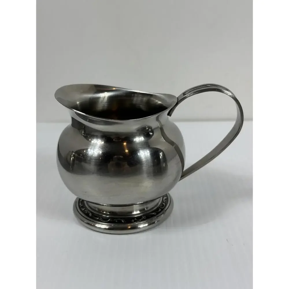 Oneida‎ Custom 18/8 Stainless Steel Cream Sugar Set with Tray With Black Inlay